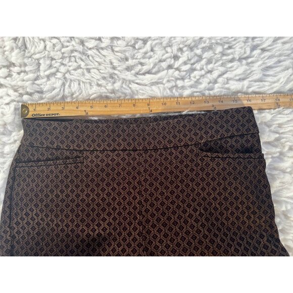 Chico's Dress Pants Women's 1R (18R) Brown Tuxedo Geo Stretch High Rise Thick - Picture 5 of 9